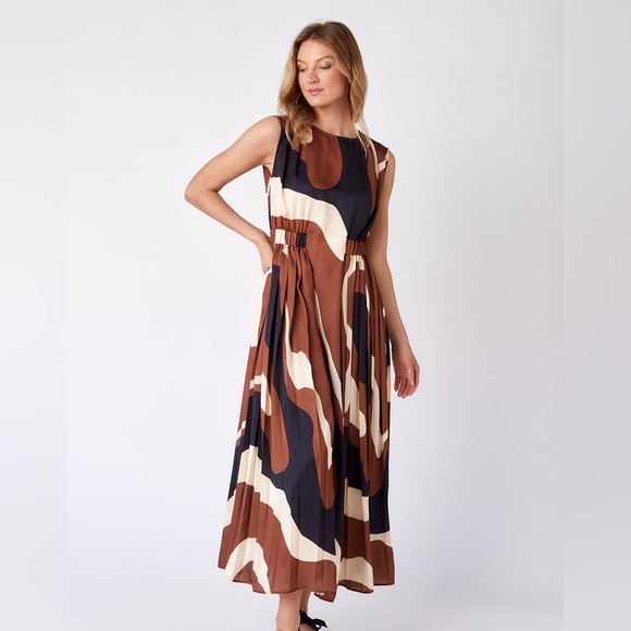 crosby. Dresses & Skirts - Crosby Brown and Cream Abstract Maxi Dress